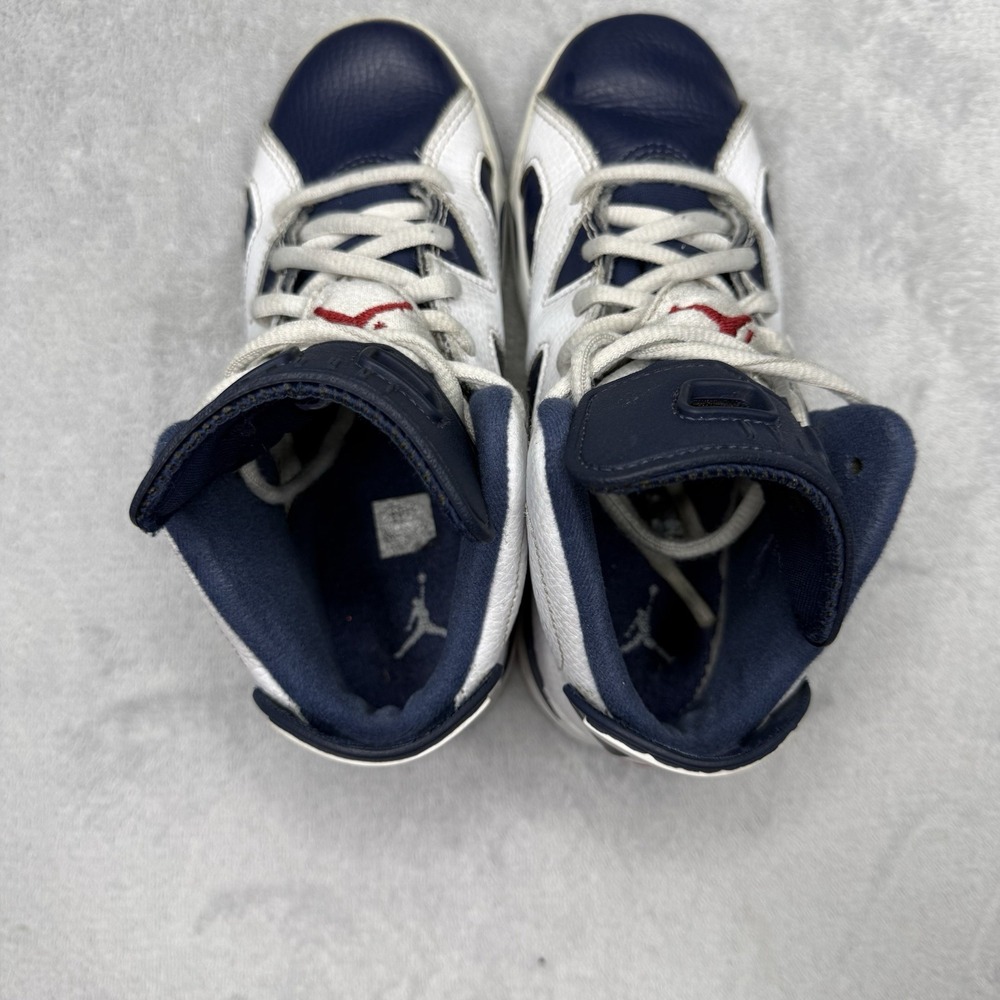 Air Jordan 6 Retro Olympic 2024 PS Kids 1Y White Navy Red DV3605-164 - Picture 3 of 8